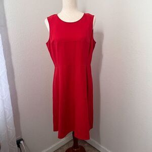 Calvin Klein Red Dress A-Line Women Size 12 Knee Length Sleeveless
